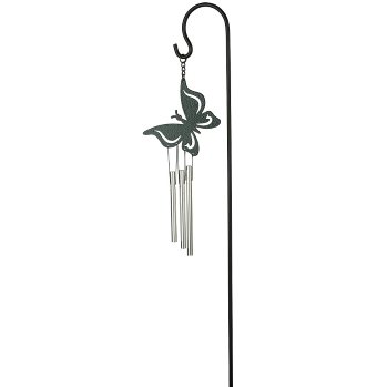 Windgong vlinder 45 cm glas metaal