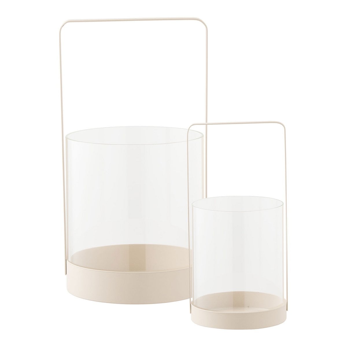 Kandelaar glas metaal beige set van 2