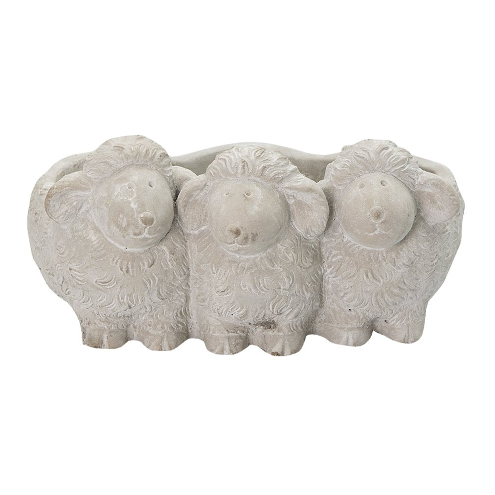 Bloempot schaap 26x20x12 cm grijs keramiek