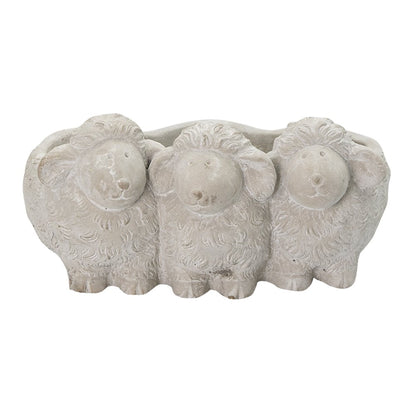 Bloempot schaap 26x20x12 cm grijs keramiek