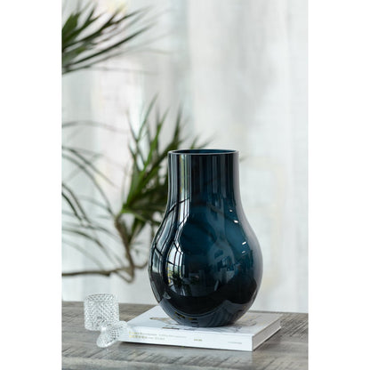 Vaas 13.6x13.6x20 cm glas diepblauw