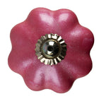 Deurknop 4 cm roze keramiek bloem
