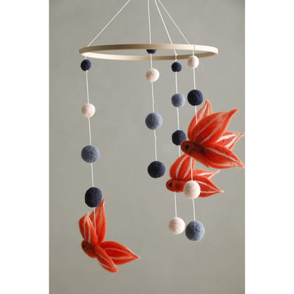 Babymobiel 20.5 cm wolvilt oudroze