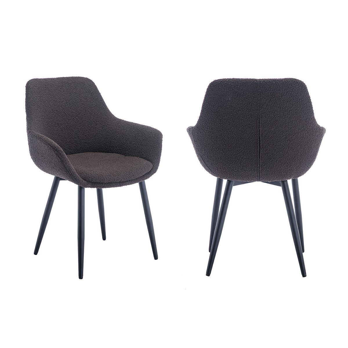 Fauteuil antraciet bouclé set van 2