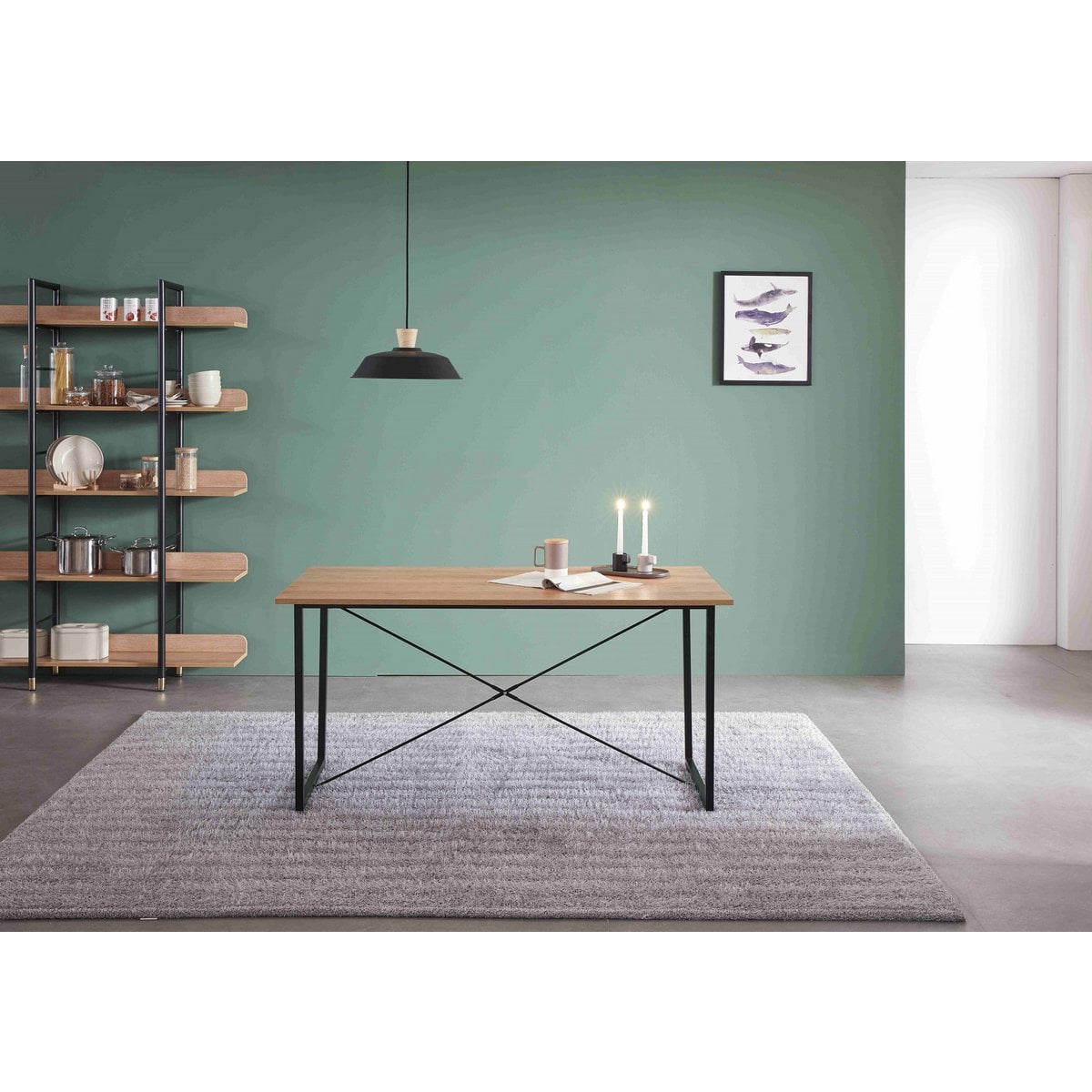 Eettafel 140x70x73 cm MDF acacia-look metaal zwart bruin