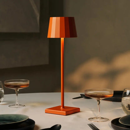 Tafellamp oranje metaalijzer draadloos dimbaar 38 cm