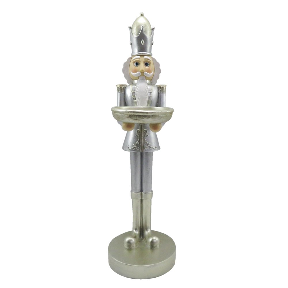 Notenkraker beeld 40 cm zilver wit kunststof