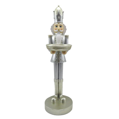 Notenkraker beeld 40 cm zilver wit kunststof