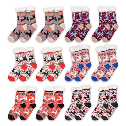 Kerstsokken set van 12 one size meerkleurig synthetisch