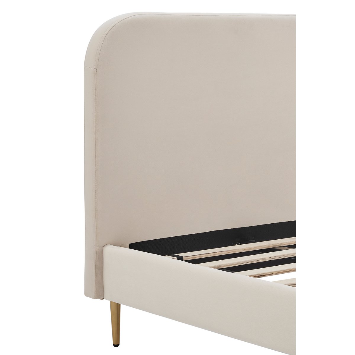 Upholstered bed with beige velvet cover 90x200 cm