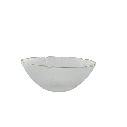 Glass flower vase with gold rim 16 cm