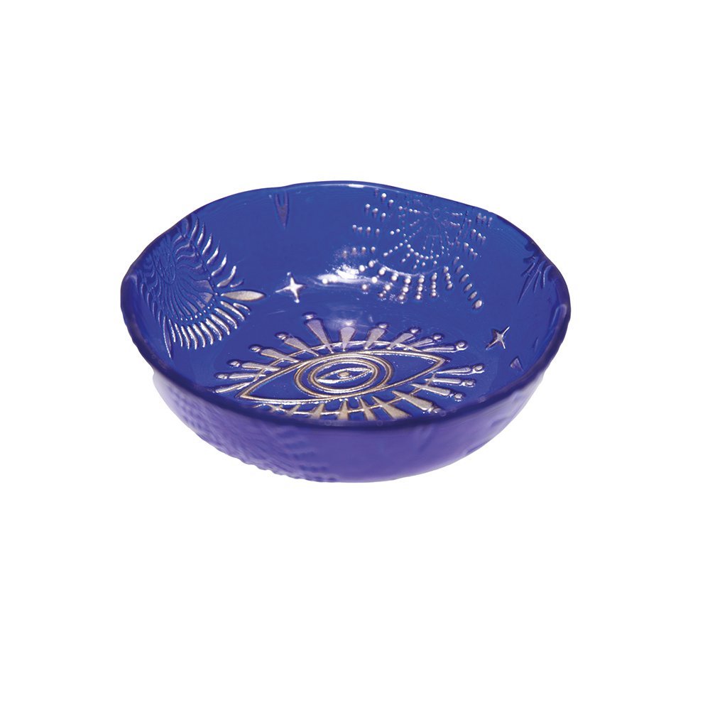 Beker blauw glas 10x10x2 cm