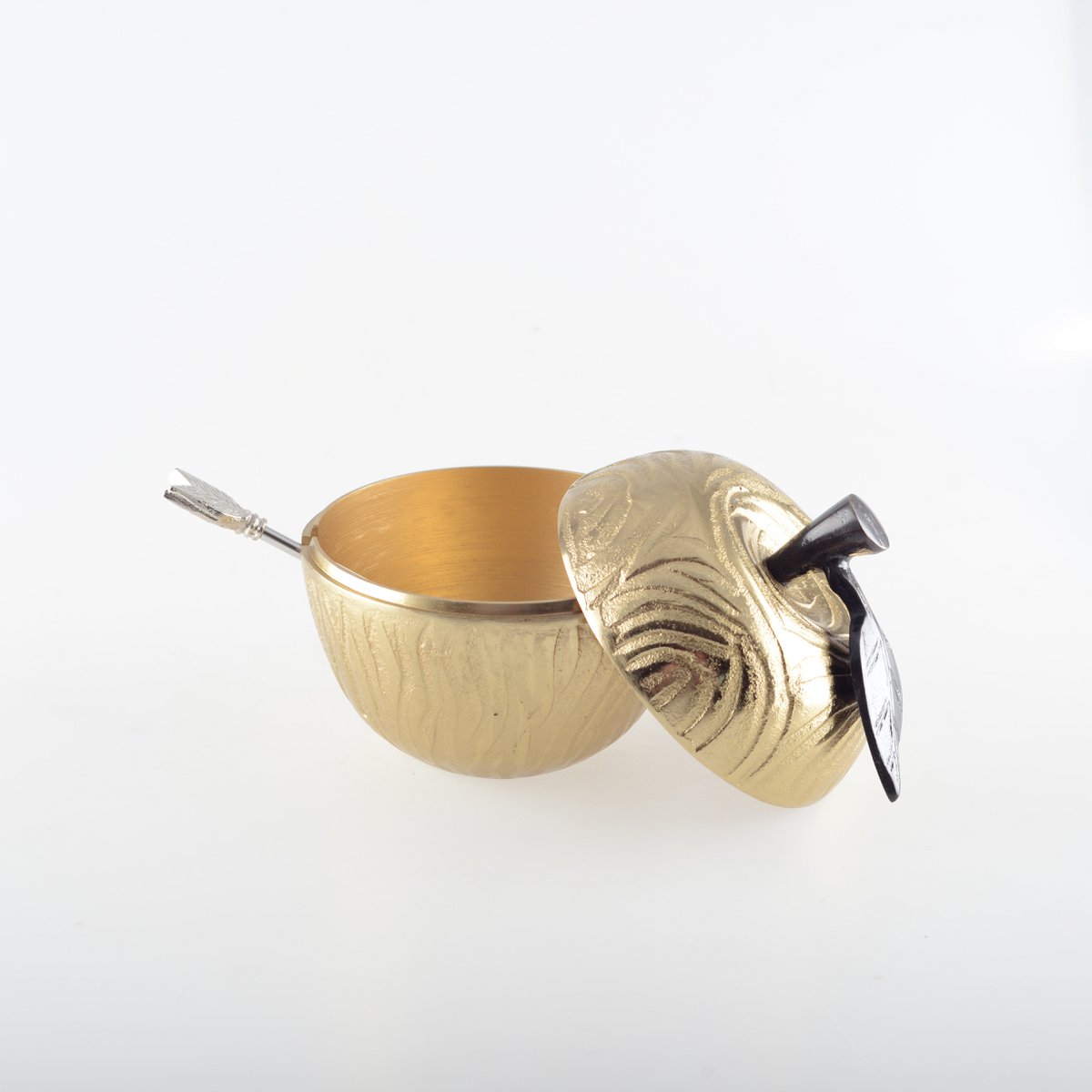 Suikerpot appelvorm goud metaal 13x17x15 cm