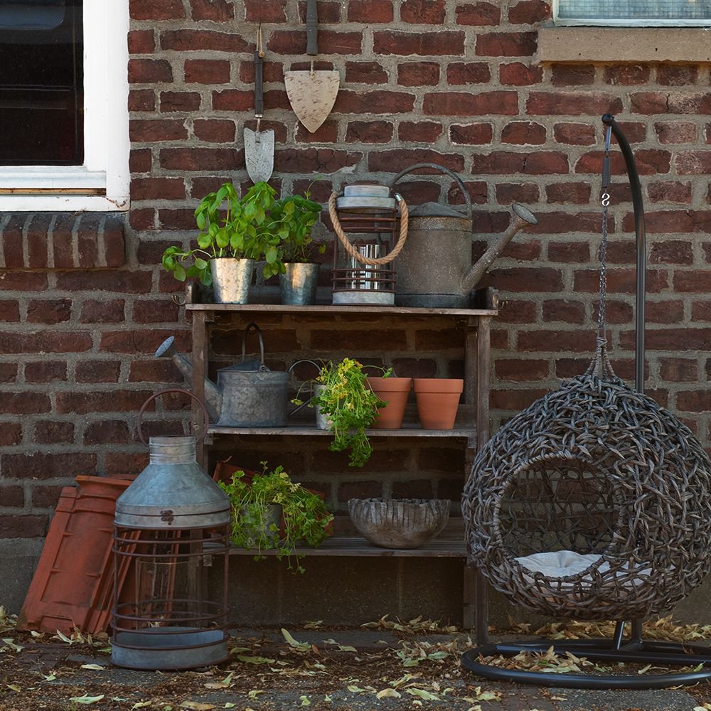 Decoratie gieter metaal grijs 47x18x39 cm