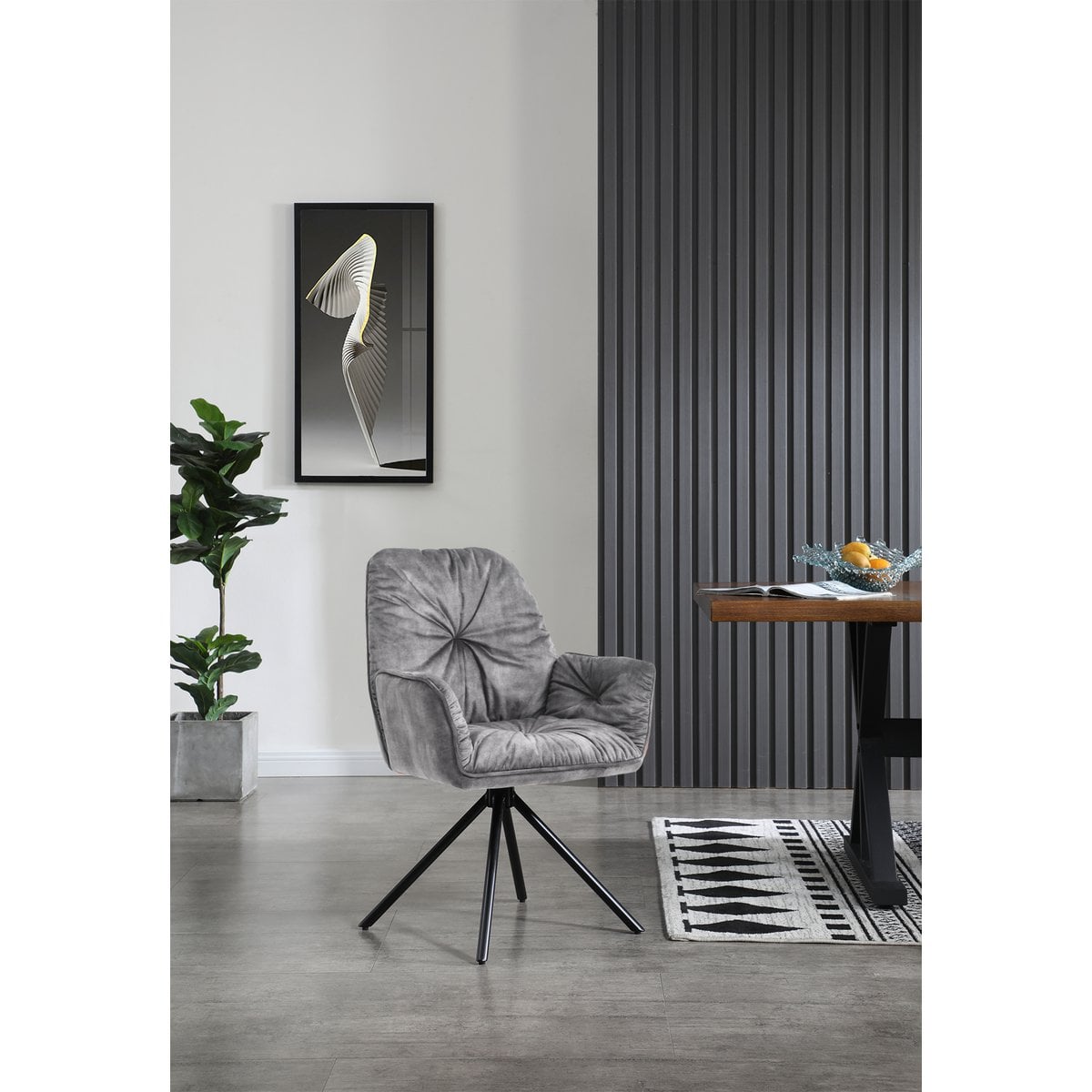 Armchair with 360° swivel function, grey