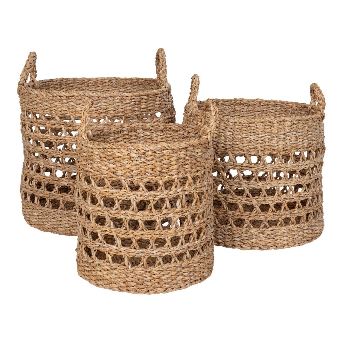 Mand zeegras naturel zwart set van 3