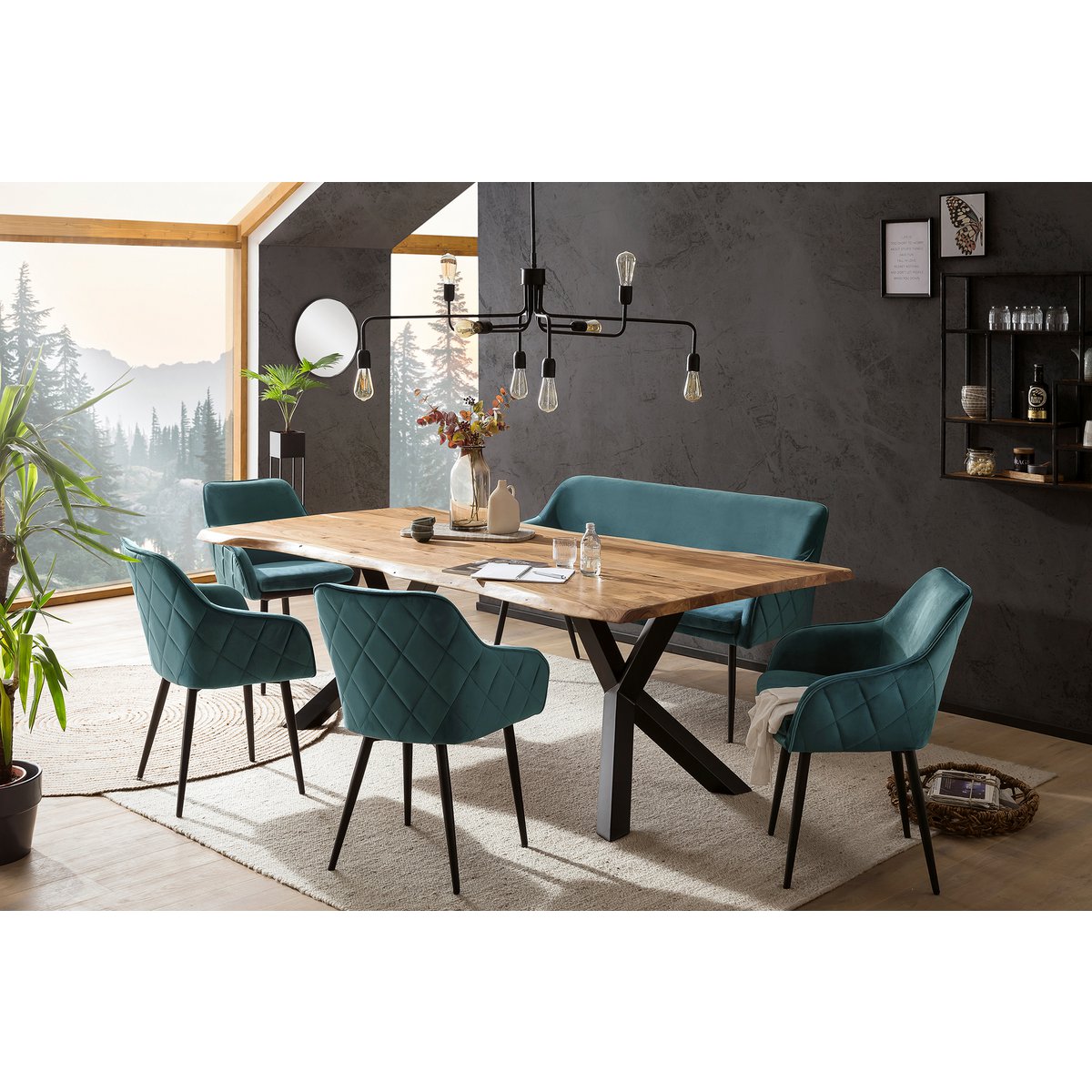 6-piece dining set 200x100cm