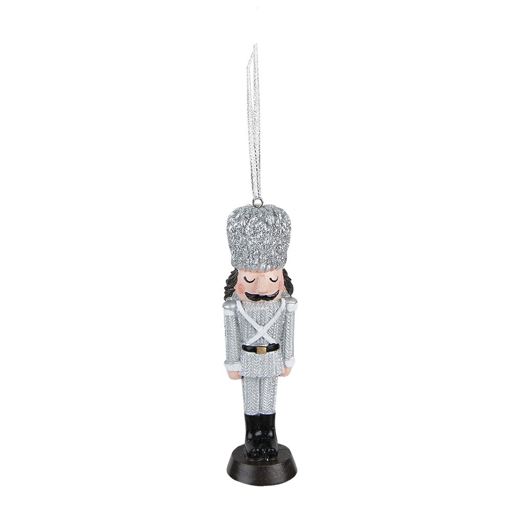Kersthanger notenkraker 13 cm zilver kunststof