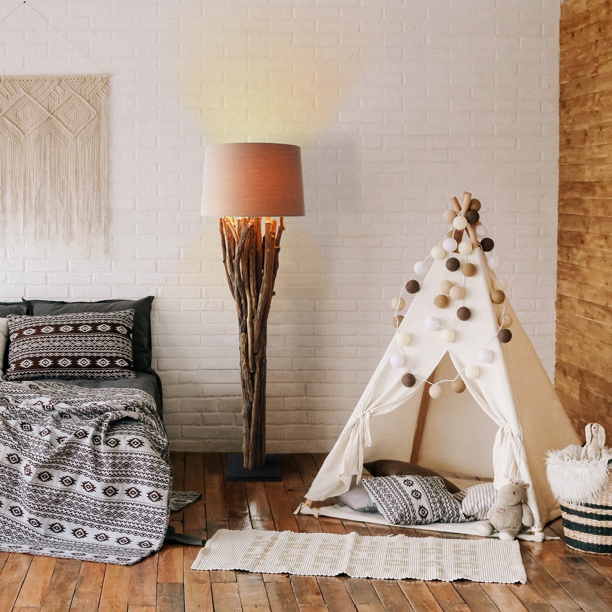Vloerlamp drijfhout 175 cm naturel bruin