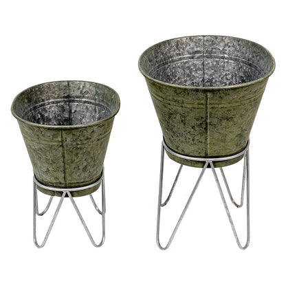 Plant Holder Set 2 Grey Metal Plant Stand