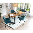 Eetgroep 5-delig 180x90 cm massief acaciahout fluweel
