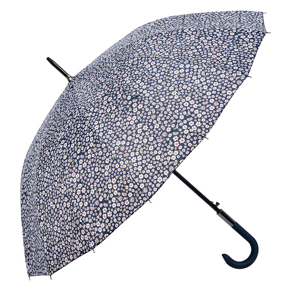 Paraplu 90 cm polyester bloemen blauw zwart