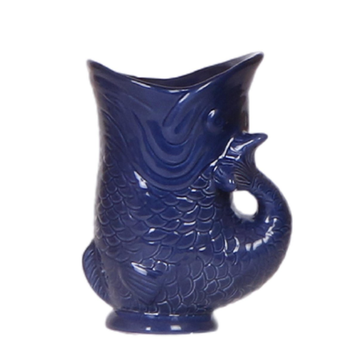 Ceramic Decorative Pot Fish Shape Blue Ø9 cm