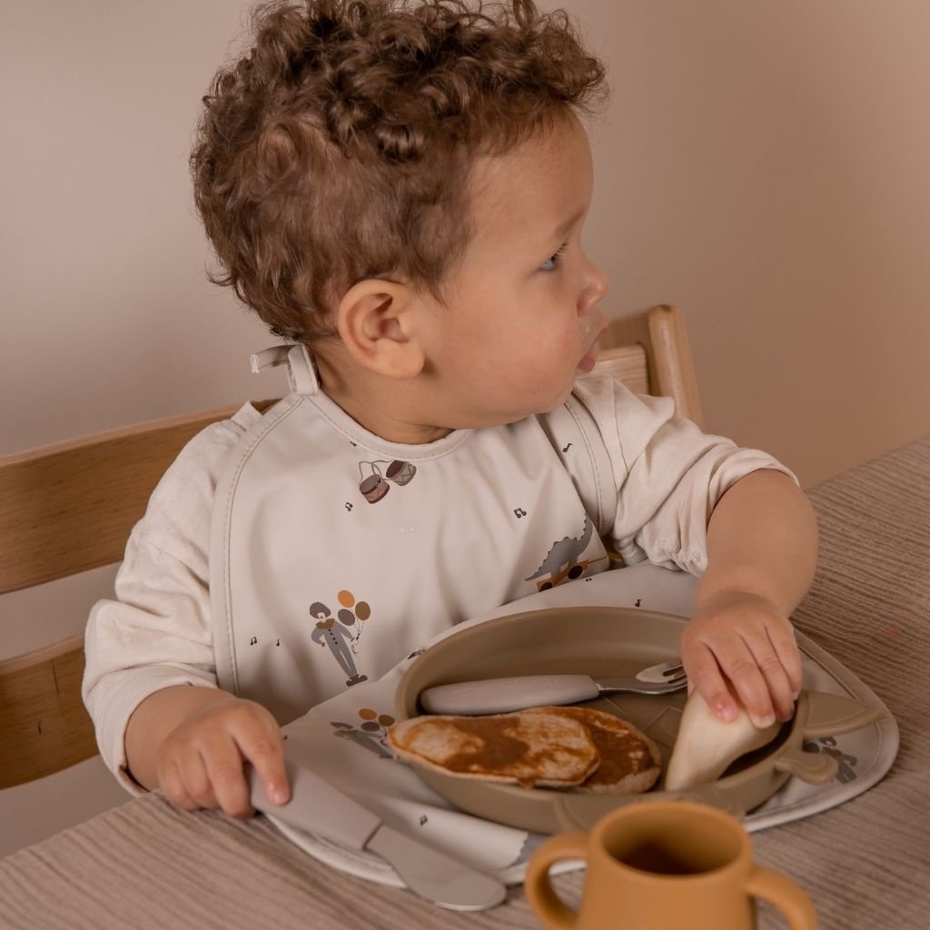 Kinderbestekset 3-delig roestvrij staal siliconen handvat Cobblestone