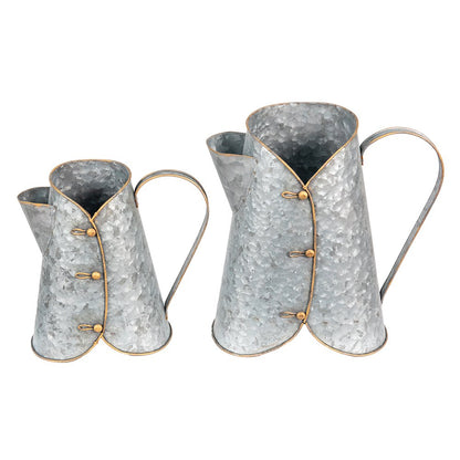 Decoration Watering Can Set of 2 Grey Metal