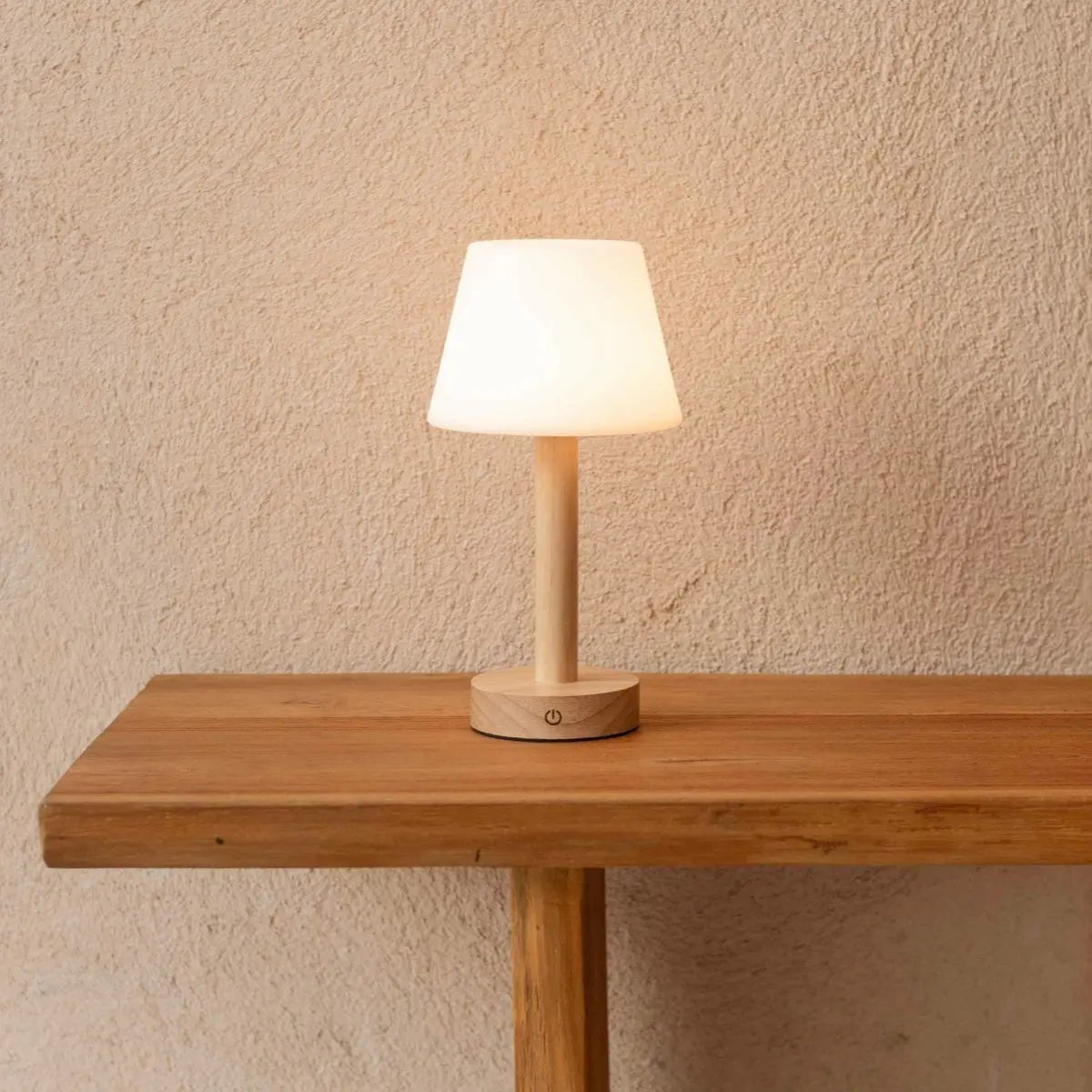 Tafellamp hout 15x28 cm dimbaar USB-C oplaadbaar