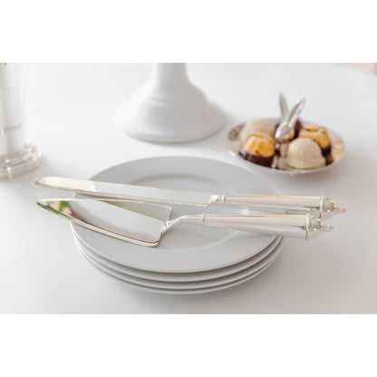 Taartschep en cakemes verzilverd 32 cm