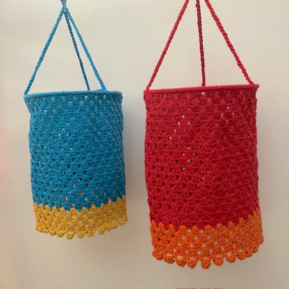 Lampion gehaakt turquoise geel organisch katoen