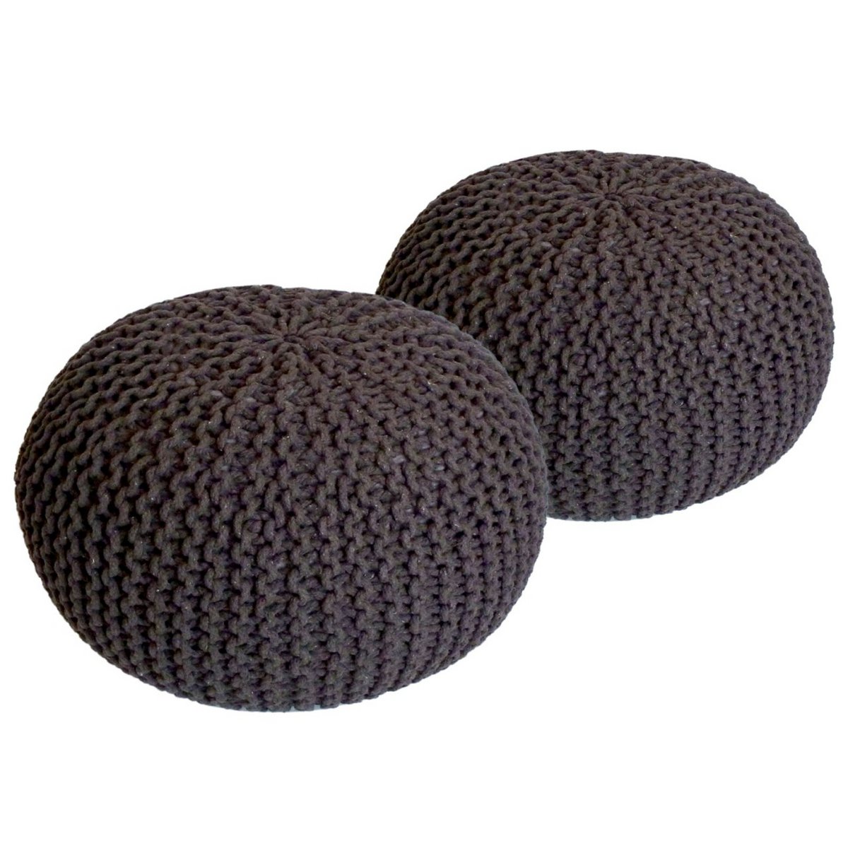 Poef set 2 stuks Ø55x37 cm grofgebreid