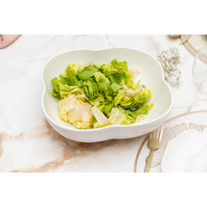 Saladekom 25,5 cm wit porselein bloemvorm