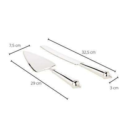 Taartschep en cakemes verzilverd 32 cm