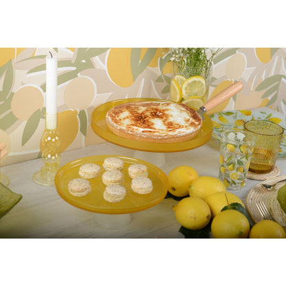 Cakeschotel glas geel 21 cm