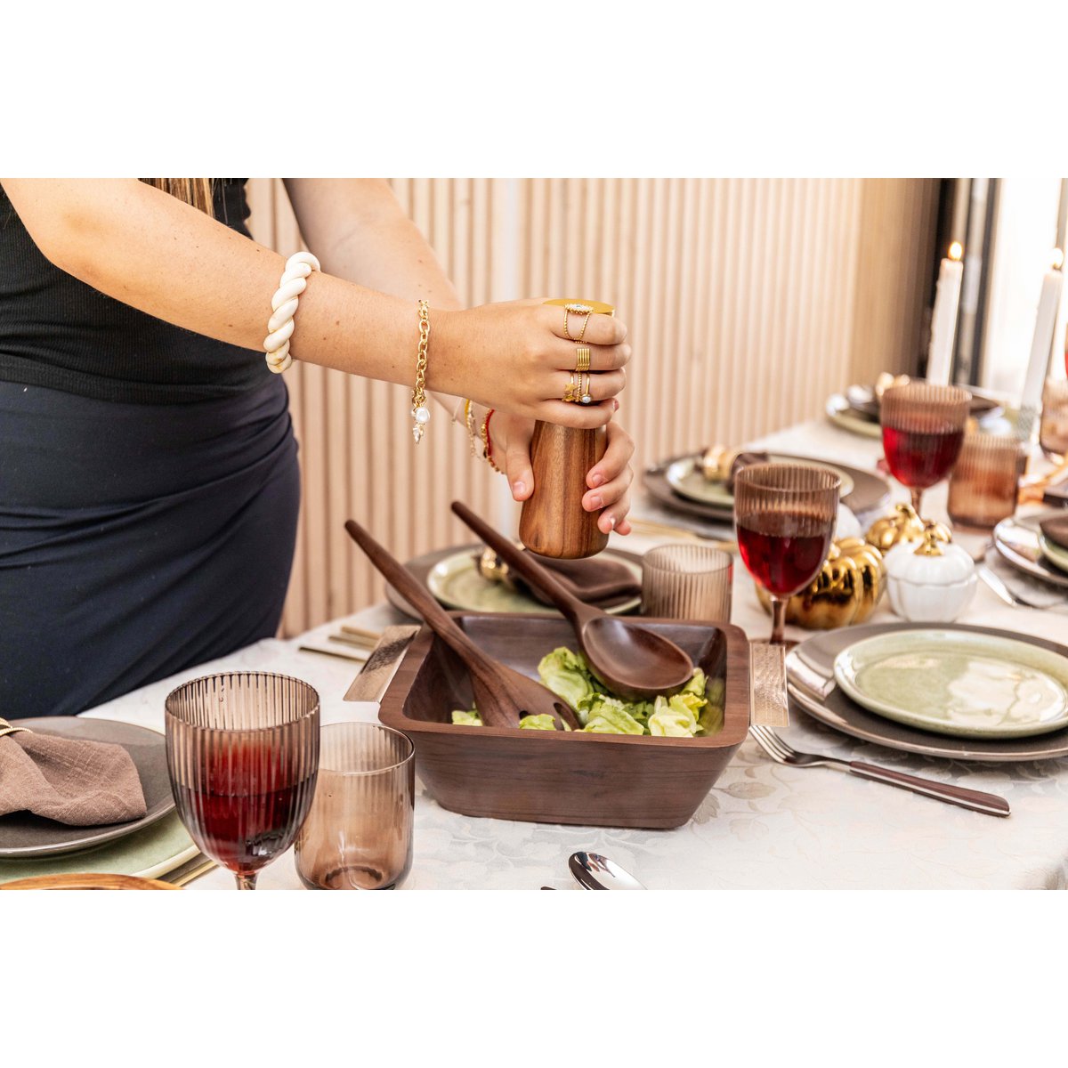 Saladebestek hout 30 cm