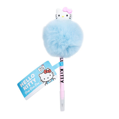 Hello Kitty stift met pompon blauw