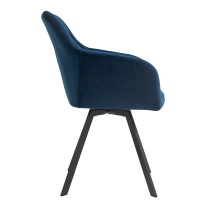 Fauteuil draaibaar blauw fluweel 61x62x85 cm
