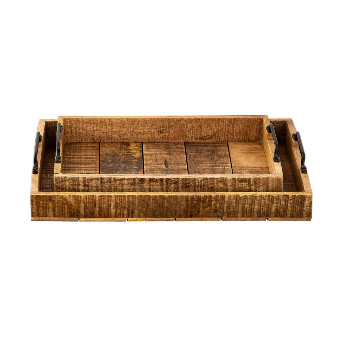 Serveerlade Houten Ladeset 2 Stuks Mango Hout 46x31 Cm Set