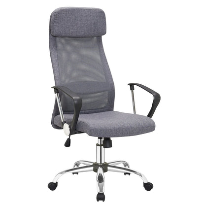 Grey office chair with mesh and fabric upholstery