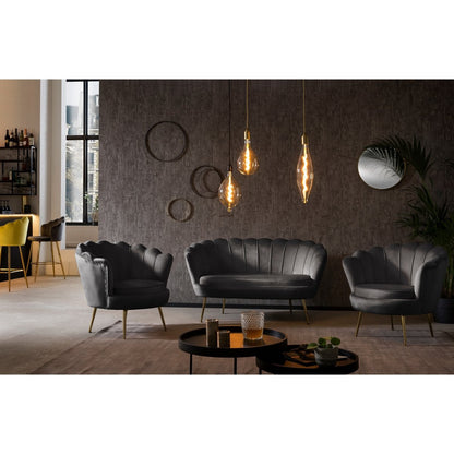 Zwart fluwelen schelp fauteuil