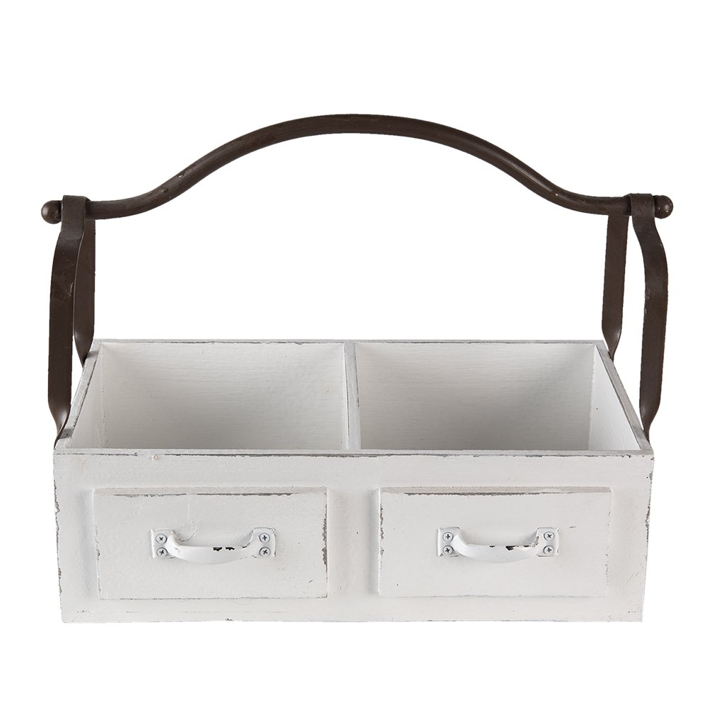 Basket 41x19x29 cm White Wood Tray