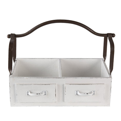 Basket 41x19x29 cm White Wood Tray