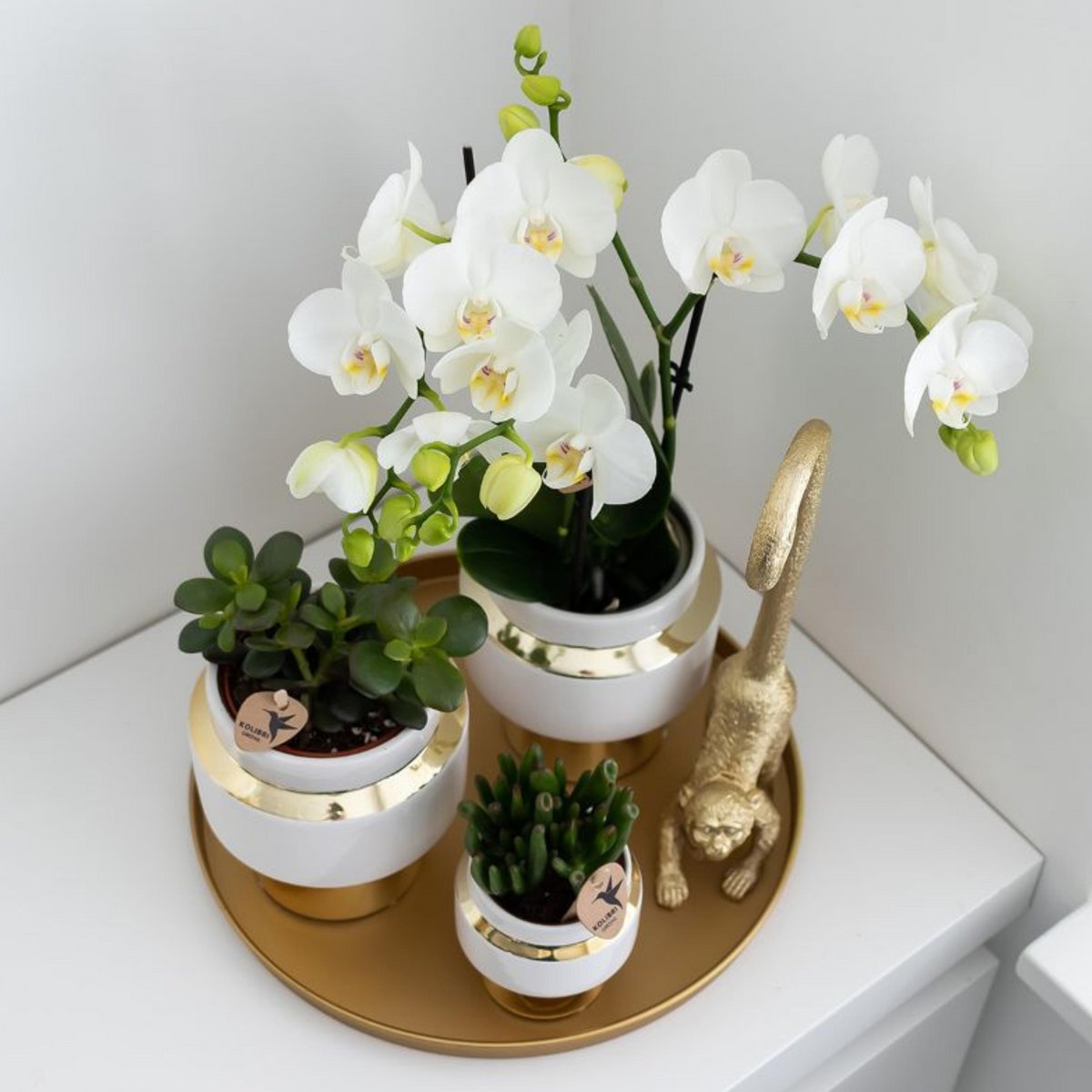 Dienblad rond 30 cm goud massief