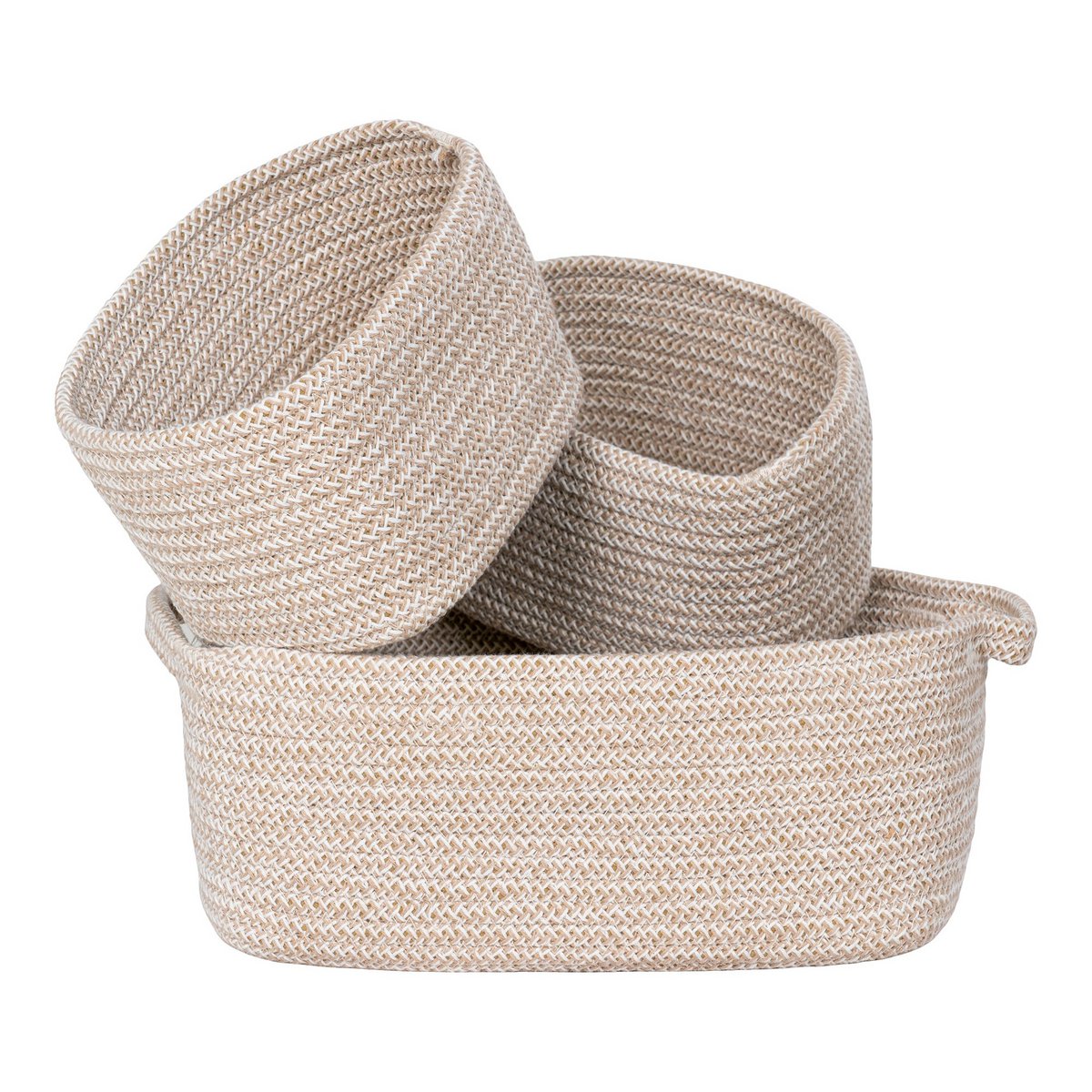 Opbergmanden katoen beige set van 3