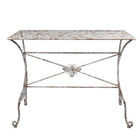 Tuintafel ijzer 112x50x86 cm wit bruin
