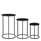 Bijzettafel set 3 metaal zwart H50xØ32cm