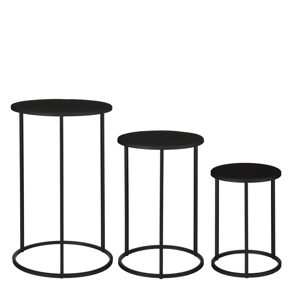 Quinty Bijzettafels Set Drie Metaal Zwart Hoogte 50Dia 32Cm