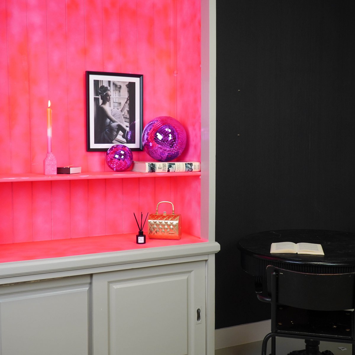 Kersthanger discobal 25x25x25 cm roze foam